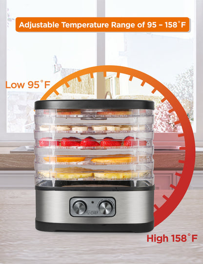 Food Dehydrator, Dehydrator with 5 Drying Racks, Stainless Steel